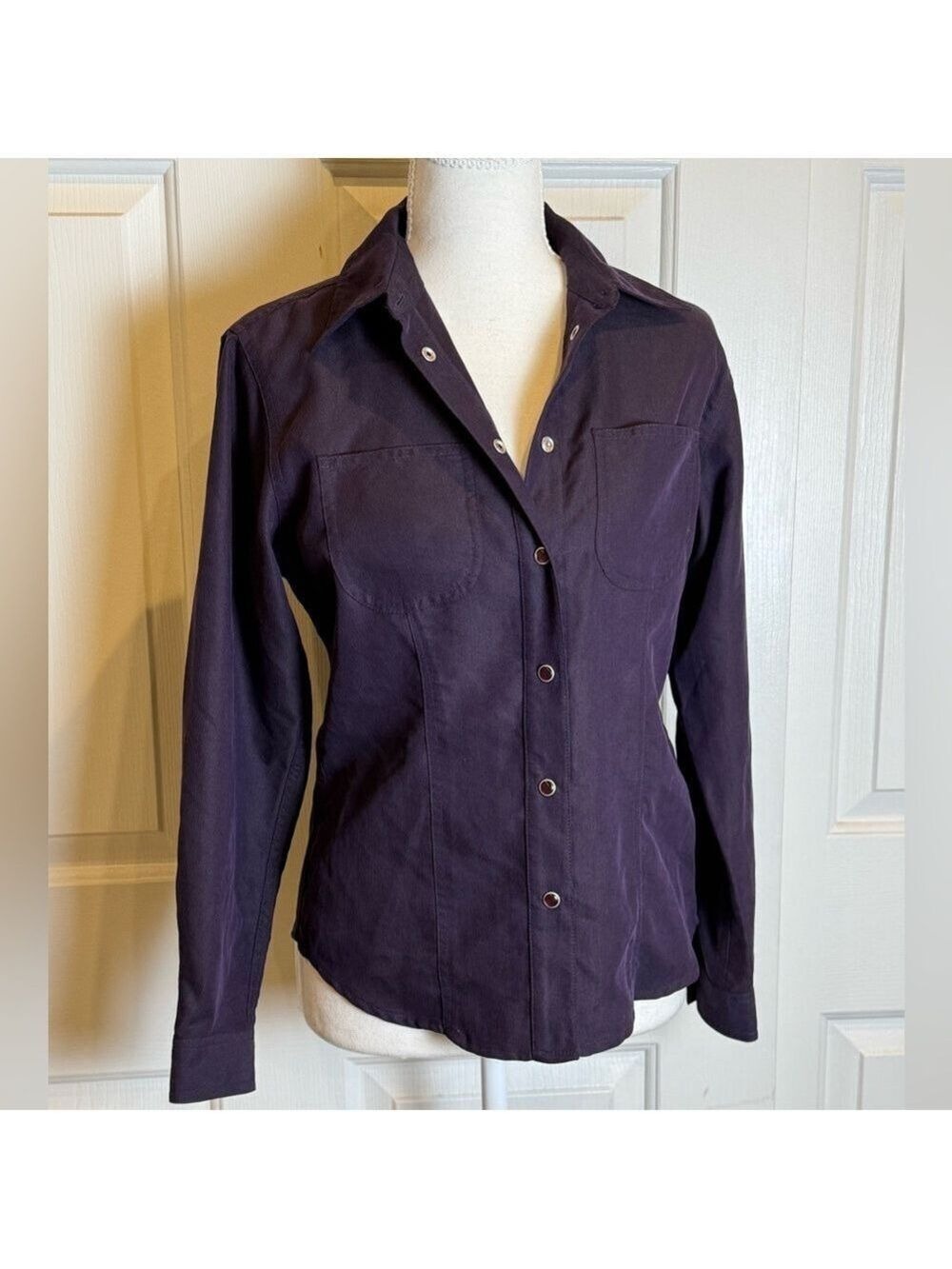 Liz Claiborne Lizwear Petite Button Up Shirt Purple Long Sleeve Small Petite - Picture 2 of 10